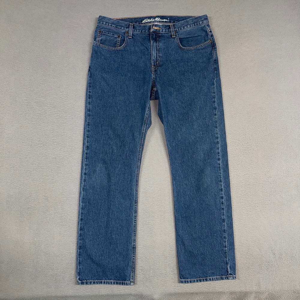 Eddie Bauer Jeans Mens 34x32 Blue Straight Leg Classic 100% Cotton Denim